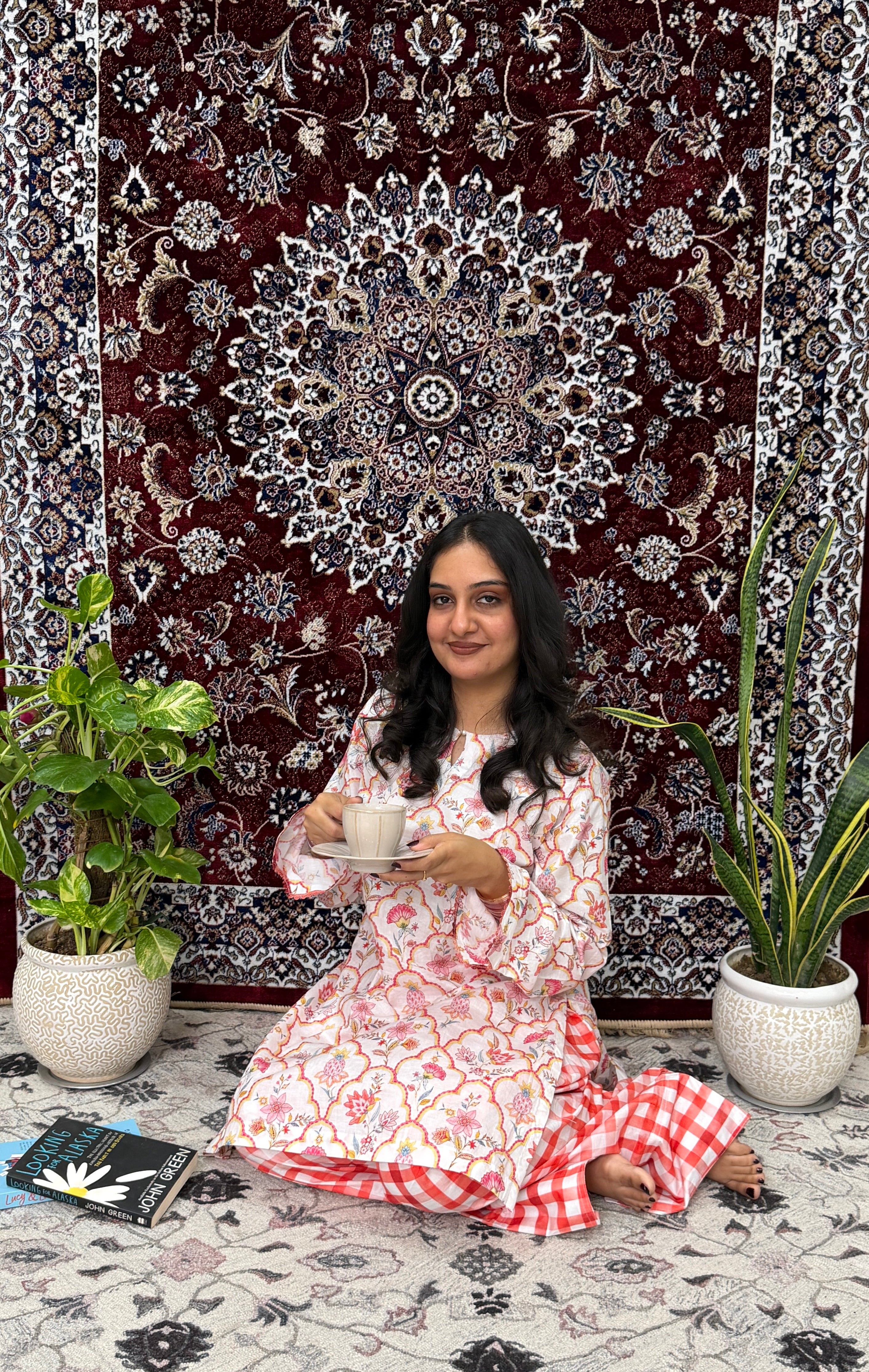 Gulnar Coral Floral Co-ord Set