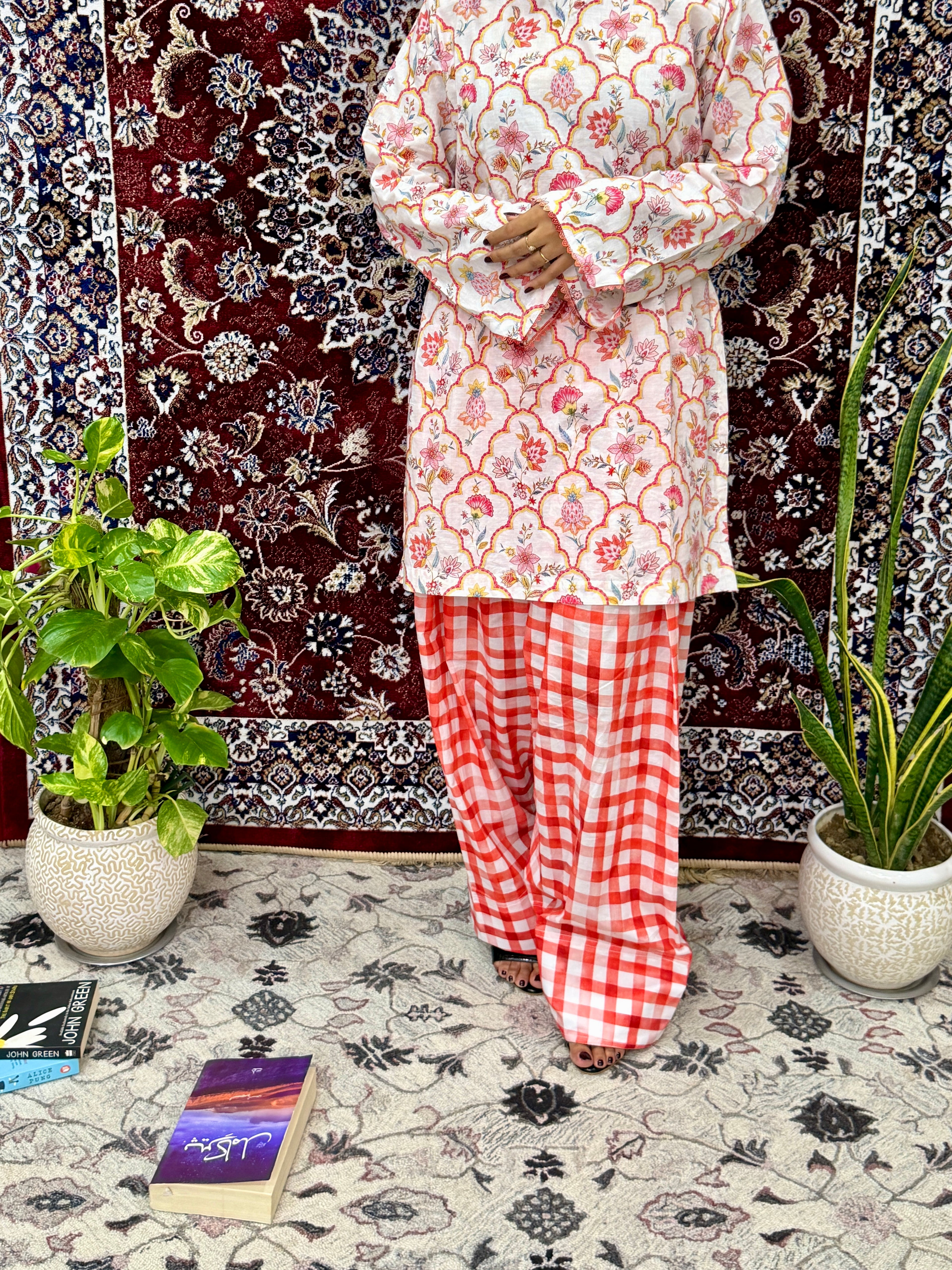 Gulnar Coral Floral Co-ord Set