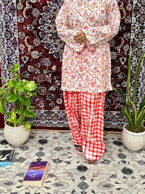 Gulnar Coral Floral Co-ord Set