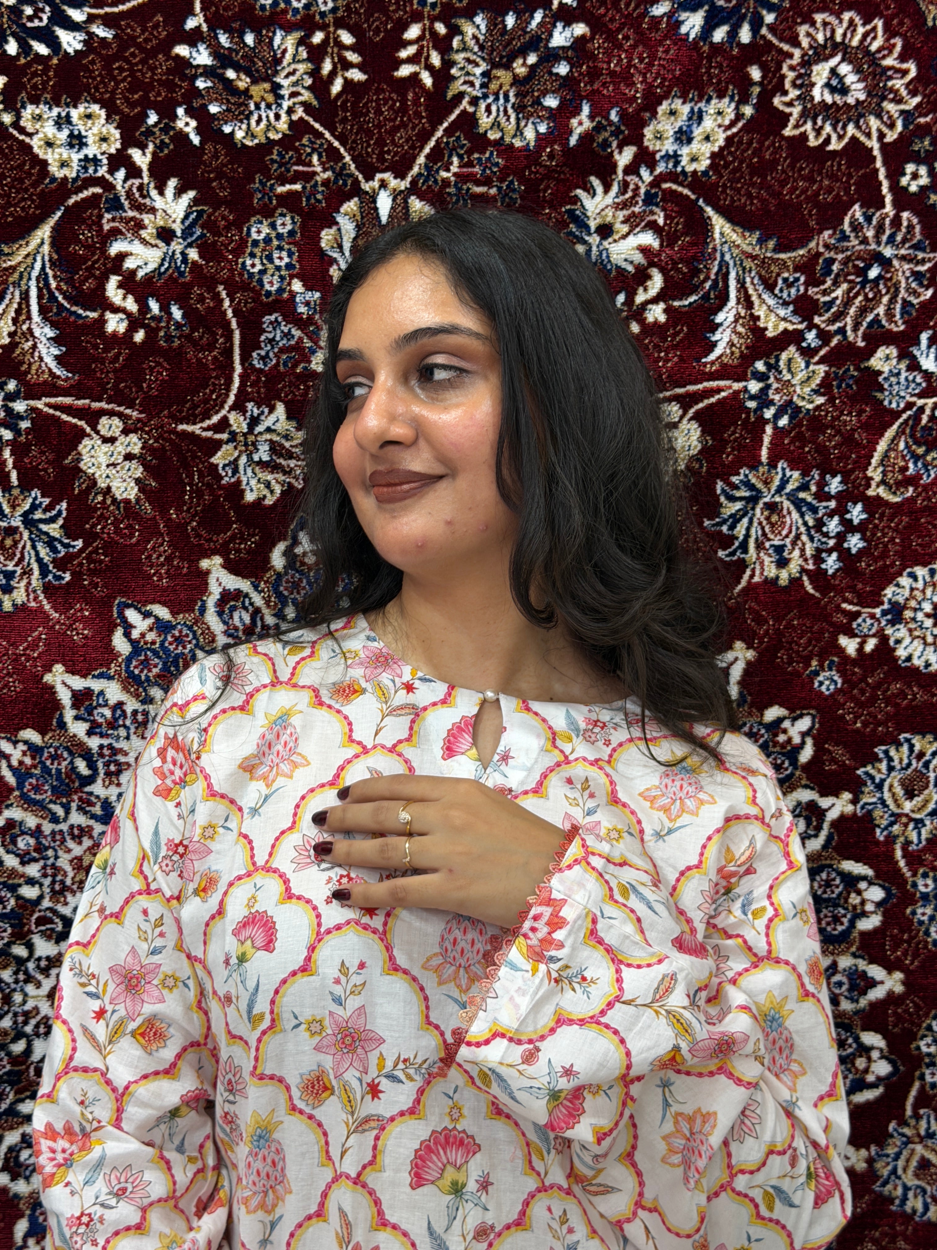 Gulnar Coral Floral Co-ord Set