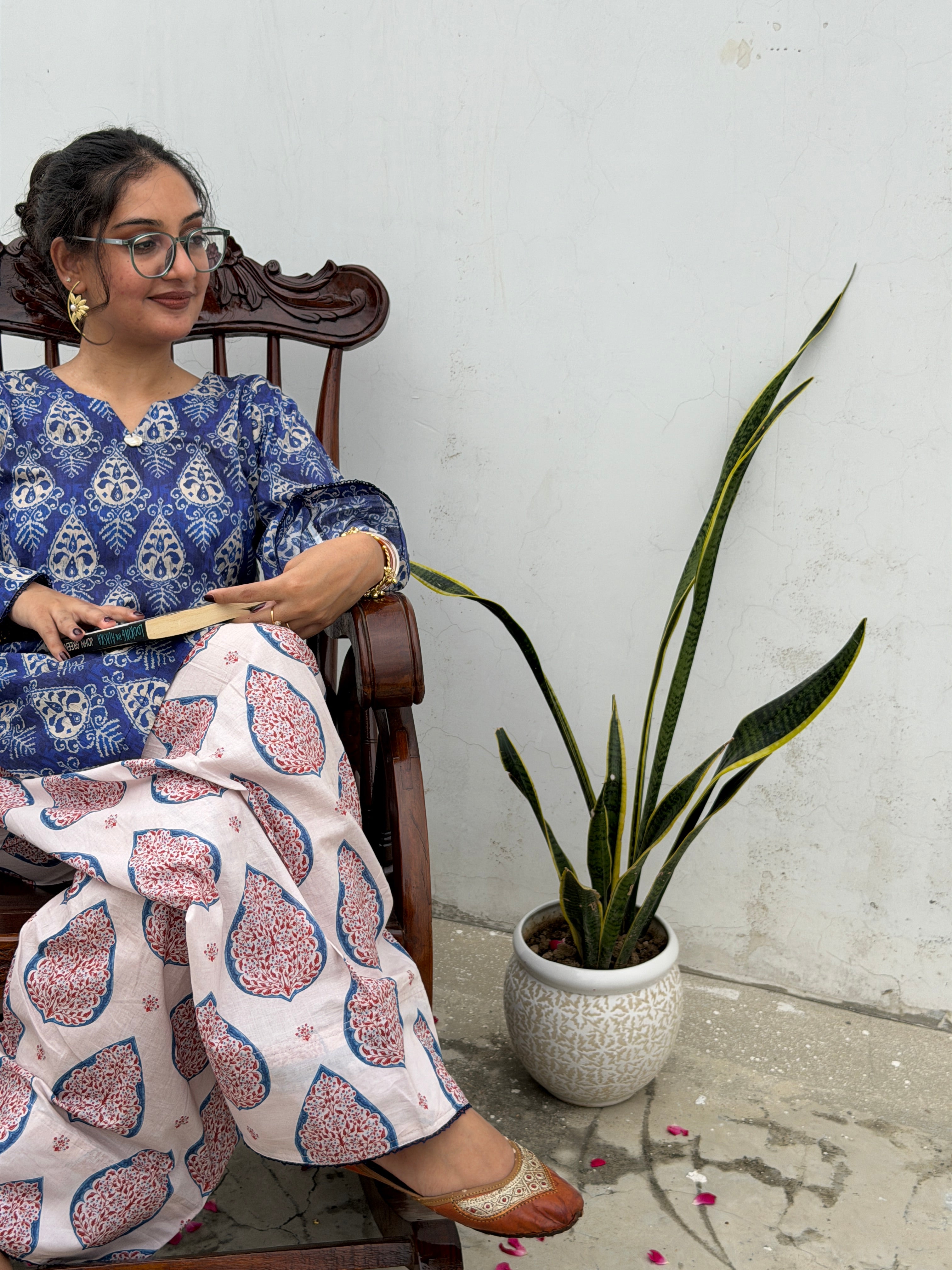 Neelam Indigo Block Print Co-ord Set