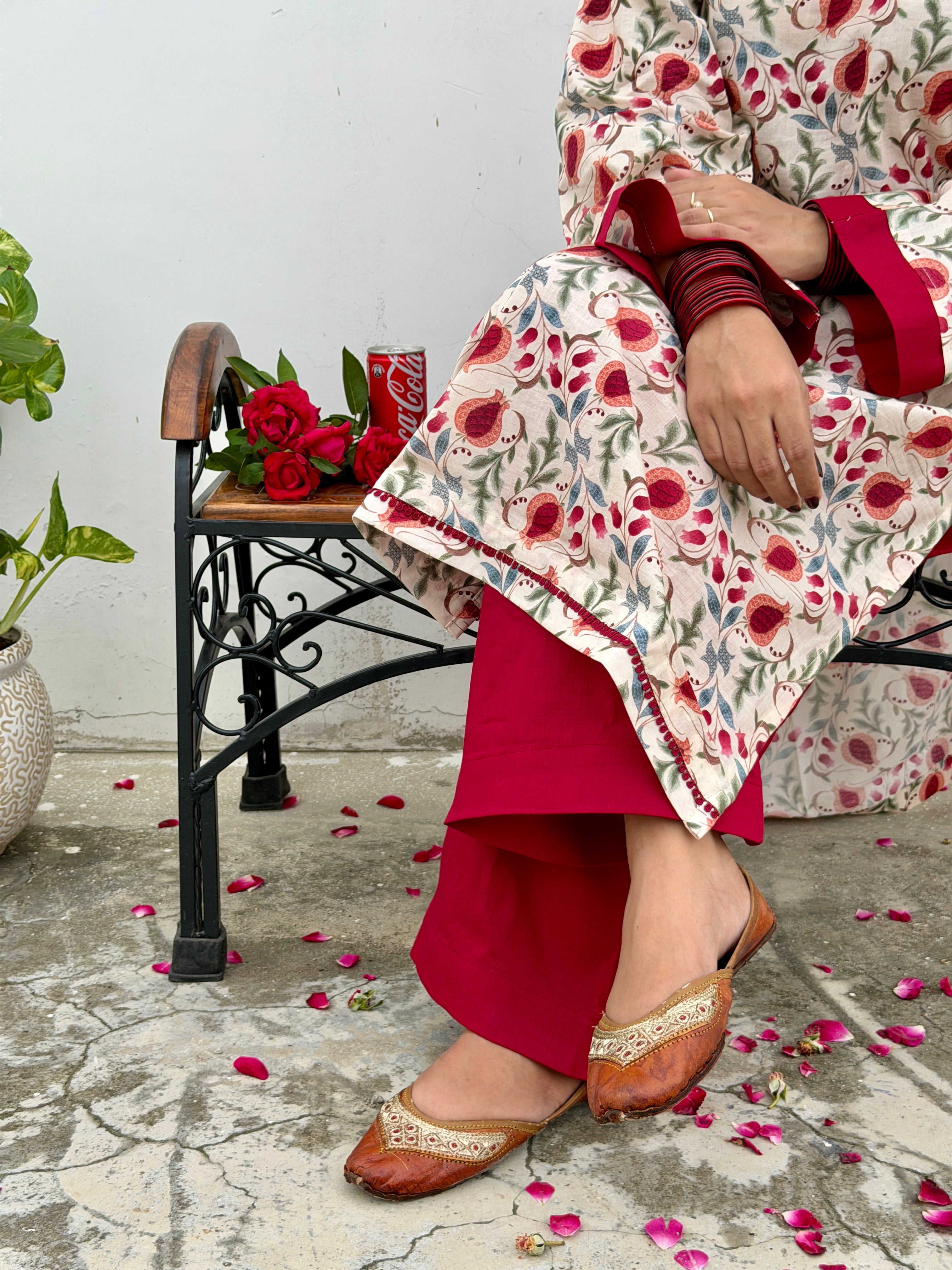 Zohra Ivory & Crimson Co-ord Set